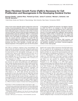 Basic Fibroblast Growth Factor (Fgf2) Is Necessary for Cell Proliferation and Neurogenesis in the Developing Cerebral Cortex