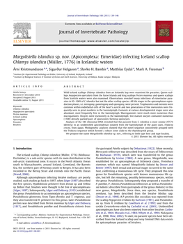 (Apicomplexa: Eimeridae) Infecting Iceland Scallop Chlamys Islandica (Müller, 1776) in Icelandic Waters ⇑ Árni Kristmundsson A, , Sigurður Helgason A, Slavko H