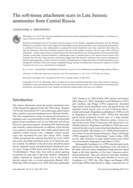 The Soft-Tissue Attachment Scars in Late Jurassic Ammonites from Central Russia