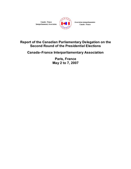 Report of the Canadian Parliamentary Delegation on the Second Round Of