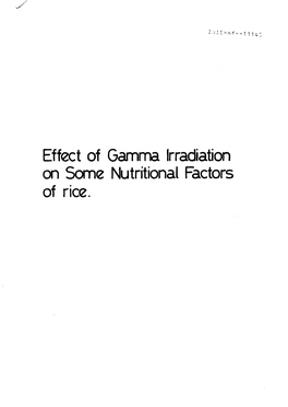 Effect of Gamma Irradiation on Some Nutritional Factors of Rice. - 1