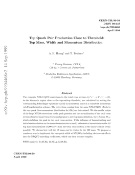 Arxiv:Hep-Ph/9904468V2 14 Sep 1999 Pi 1999 April CERN-TH/99-59 Asnmes 46.A 38.G 12.38.Bx