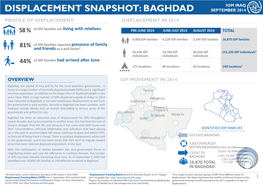 Baghdad September 2014 Profile of Displacement1 Displacement in 2014