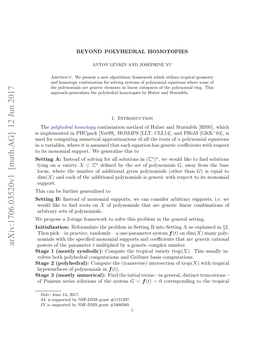 Arxiv:1706.03520V1 [Math.AG] 12 Jun 2017 Powers of the Parameter T Multiplied by a Generic Complex Number