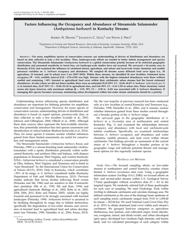 Factors Influencing the Occupancy and Abundance Of