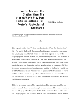 L=A=N=G=U=A=G=E Poetry's Strategies of Resistance