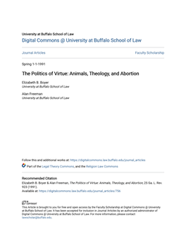 Animals, Theology, and Abortion