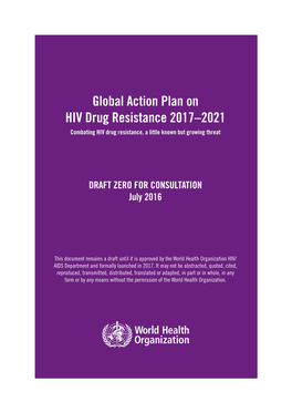 Global Action Plan on HIV Drug Resistance 2017–2021