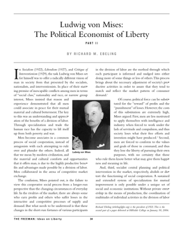 Ludwig Von Mises: the Political Economist of Liberty PART II