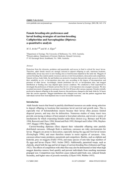 Female Breeding-Site Preferences and Larval Feeding Strategies of Carrion-Breeding Calliphoridae and Sarcophagidae (Diptera): a Quantitative Analysis