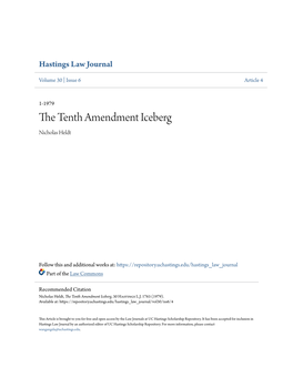 The Tenth Amendment Iceberg, 30 Hastings L.J