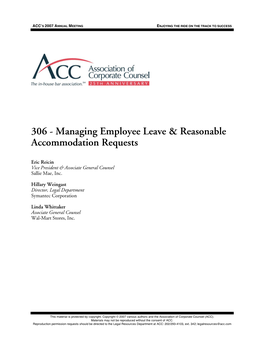 Managing Employee Leave & Reasonable Accommodation Requests