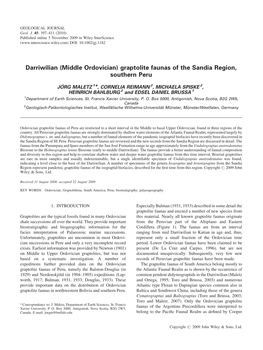 Darriwilian (Middle Ordovician) Graptolite Faunas of the Sandia Region, Southern Peru