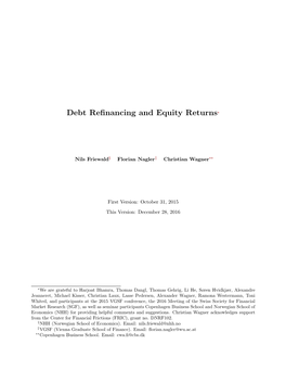 Debt Refinancing and Equity Returns∗