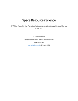 Space Resources Science