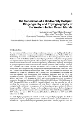 Biogeography and Phylogeography of the Western Indian Ocean Islands