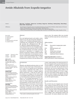 Amide Alkaloids from Scopolia Tangutica