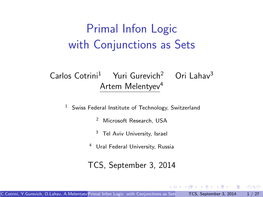 Primal Infon Logic with Conjunctions As Sets