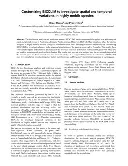 Customizing BIOCLIM to Investigate Spatial and Temporal Variations in Highly Mobile Species