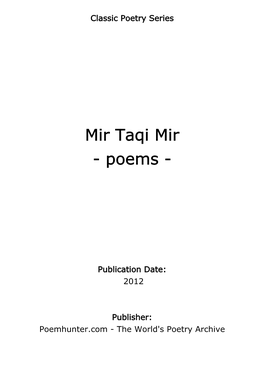 Mir Taqi Mir - Poems