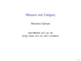 Measure and Category