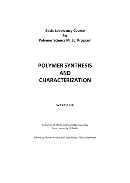 Polymer Synthesis and Characterization