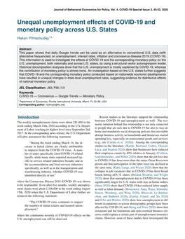 Unequal Unemployment Effects of COVID-19 and Monetary Policy Across U.S