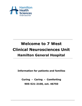 7 West, Clinical Neurosciences Unit, Hamilton General Hospital