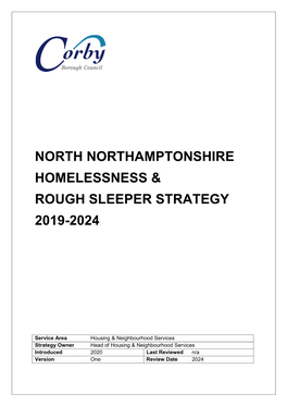 North Northamptonshire Homelessness & Rough Sleeper Strategy 2019-2024