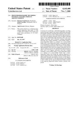 United States Patent (19) 11 Patent Number: 6,143,488 Uytterhoeven Et Al