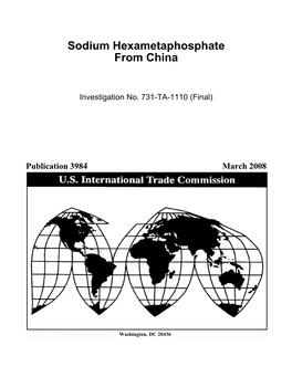 Sodium Hexametaphosphate from China