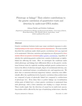 Pleiotropy Or Linkage? Their Relative Contributions to the Genetic Correlation of Quantitative Traits and Detection by Multi-Trait GWA Studies