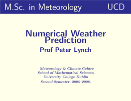 M.Sc. in Meteorology UCD Numerical Weather Prediction