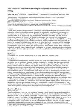 Acid Sulfate Soil Remediation: Drainage Water Quality As Influenced by Tidal Forcing