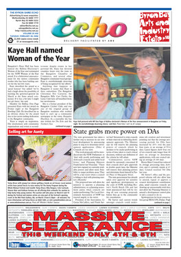 Bangalow’S Kaye Hall Has Been To-None Despite Events in Her Named the Ballina Electorate’S Personal Life