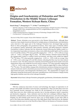 Origins and Geochemistry of Dolomites and Their Dissolution in the Middle Triassic Leikoupo Formation, Western Sichuan Basin, China