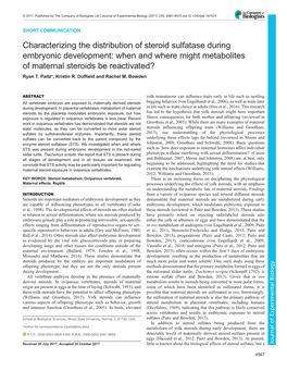 Characterizing the Distribution of Steroid Sulfatase During Embryonic Development: When and Where Might Metabolites of Maternal Steroids Be Reactivated? Ryan T