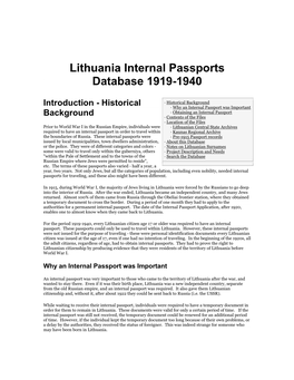 Lithuania Internal Passports Database 1919-1940