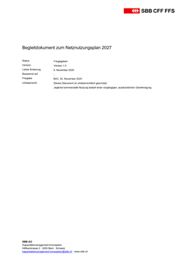 Begleitdokument Zum Netznutzungsplan 2027