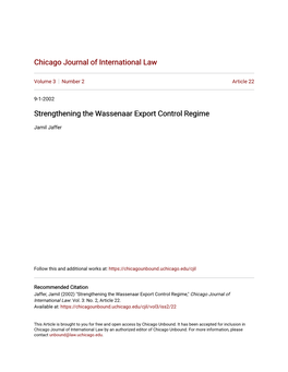 Strengthening the Wassenaar Export Control Regime