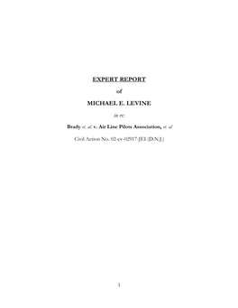 EXPERT REPORT of MICHAEL E. LEVINE in Re