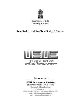 Brief Industrial Profile of Raigad District