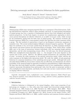 Arxiv:1810.05368V2 [Q-Bio.PE] 20 Feb 2019 a Rusaeemergent, Are Groups Mal .Introduction 1