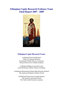 Ethiopian Coptic Research Evidence Team Final Report 2007 - 2009