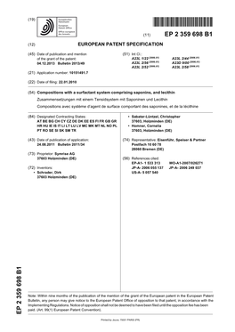 Compositions with a Surfactant System Comprising Saponins, and Lecithin