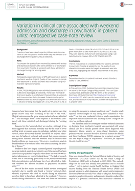 Variation in Clinical Care Associated with Weekend Admission And