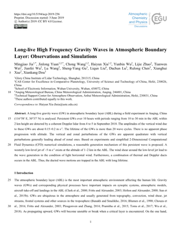 Long-Live High Frequency Gravity Waves in Atmospheric Boundary