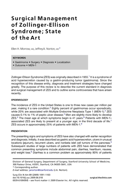 Surgical Management of Zollinger-Ellison Syndrome; State of the Art