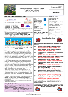 Kirkby Stephen & Upper Eden Community News