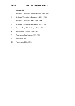 LHB40 BANGOUR GENERAL HOSPITAL Introduction 1 Register